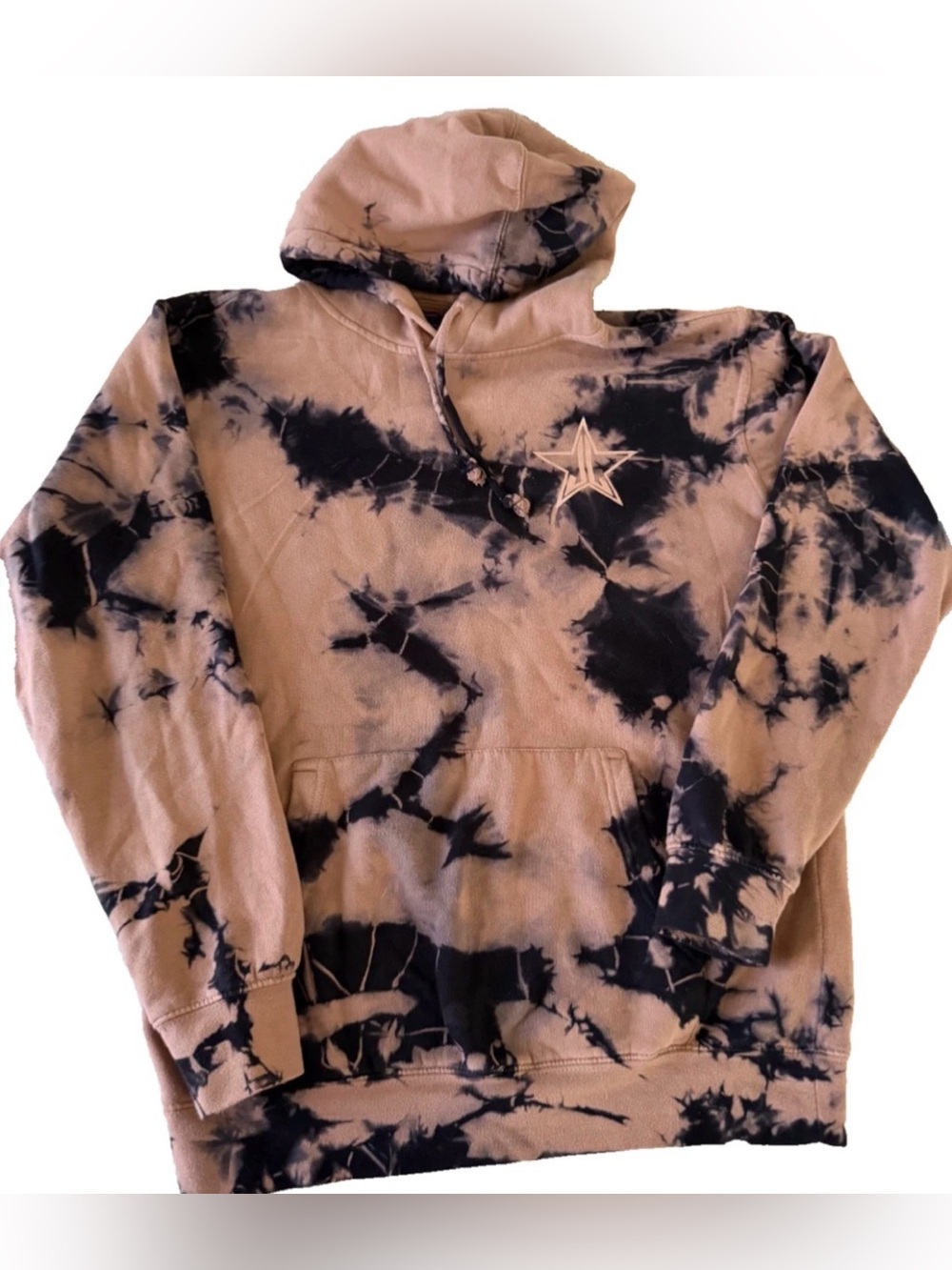 Jeffree Star Tie-Dye Beige and Black Hoodie Sweatshirt